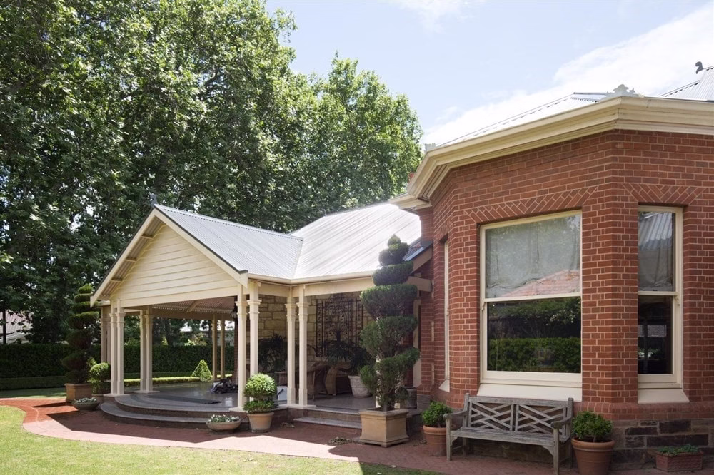 Industrial Metal Roofs Industrial-style metal roofs on a large structure